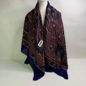Yves Saint Laurent Vintage Paisley Silk-Wool Oversized Square Scarf